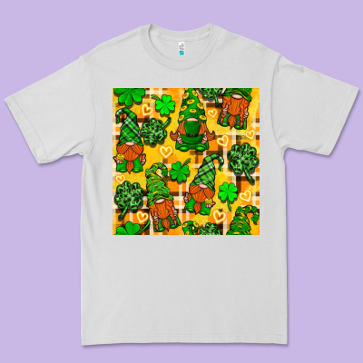 St. Patricks Gnomies Seamless Pattern Premium Tee Designed By Bundleandbundleshop