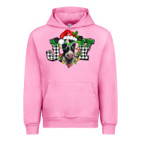 Fuchsia Pink Christmas joy black and white cow Urban Hoodie - BarkalooDesign
