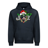 Navy Christmas joy black and white cow Urban Hoodie - BarkalooDesign