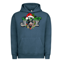Pigment Midnight Navy Christmas joy black and white cow Urban Hoodie - BarkalooDesign