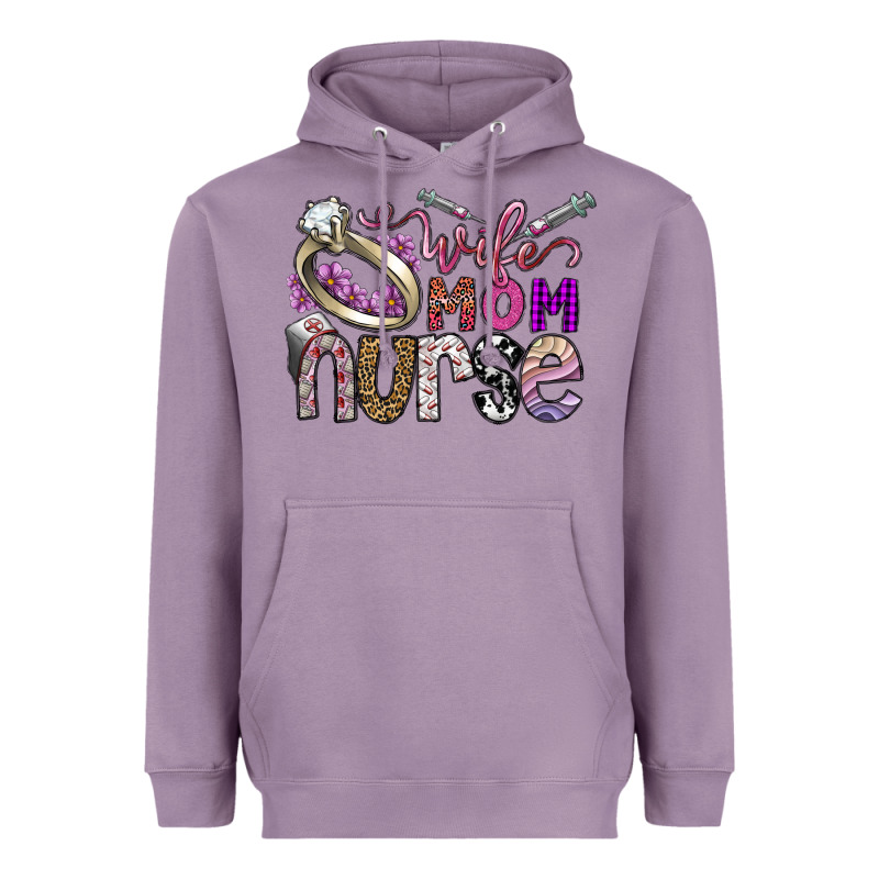Wife Mom Nurse Heavyweight Hoodie by SublimationCraftShop | Teevron