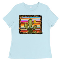 Baby Blue serape leopard cactus Ladies Tee - RanaPortraitStore