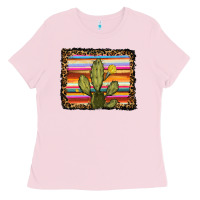 Bubblegum Pink serape leopard cactus Ladies Tee - RanaPortraitStore
