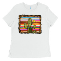 White serape leopard cactus Ladies Tee - RanaPortraitStore