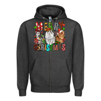 Charcoal Heather Merry christmas cats Zipper Hoodie - FaDigitalArtStudio