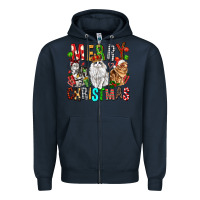 Navy Merry christmas cats Zipper Hoodie - FaDigitalArtStudio