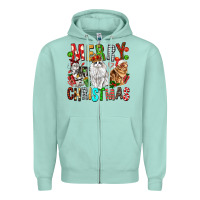 Seafoam Merry christmas cats Zipper Hoodie - FaDigitalArtStudio