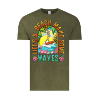 Vintage Olive Life's a beach make some waves Vintage Tee - NancyCooperArtShop