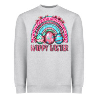 Heather Grey Happy Easter eggs rainbow Heavyweight Sweatshirt - OliviaCreatesArt
