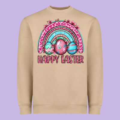 Happy Easter Eggs Rainbow Heavyweight Sweatshirt Designed By Oliviacreatesart