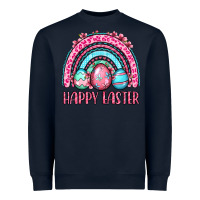 Navy Happy Easter eggs rainbow Heavyweight Sweatshirt - OliviaCreatesArt