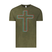 Vintage Olive A Neon Christian Cross Vintage Tee - artisFamous
