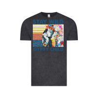 Vintage Black stay wild gypsy child letter rainbow Vintage Tee - artisFamous
