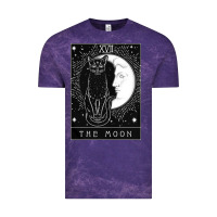 Cloud Purple tarot card crescent moon and cat graphic Vintage Tee - artisFamous