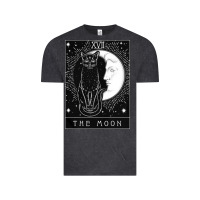 Vintage Black tarot card crescent moon and cat graphic Vintage Tee - artisFamous