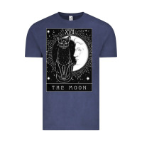 Vintage Denim tarot card crescent moon and cat graphic Vintage Tee - artisFamous