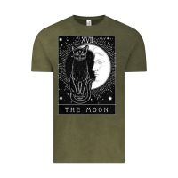 Vintage Olive tarot card crescent moon and cat graphic Vintage Tee - artisFamous