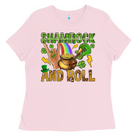 Bubblegum Pink Shamrock and roll Ladies Tee - BundleAndBundleShop