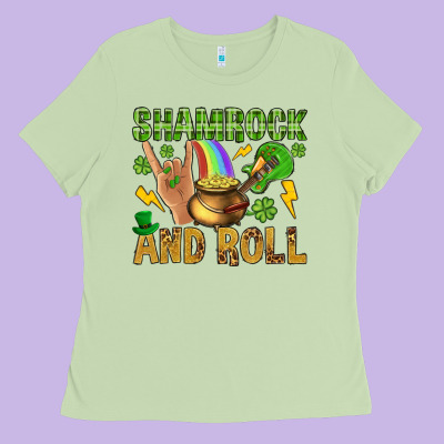 Shamrock And Roll Ladies Tee Designed By Bundleandbundleshop