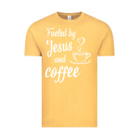 Vintage Mustard Fueled by jesus and coffee Vintage Tee - artisFamous