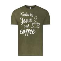 Vintage Olive Fueled by jesus and coffee Vintage Tee - artisFamous
