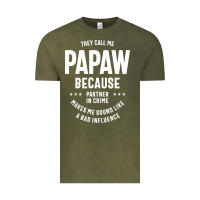 Vintage Olive Mens They Call Me Papaw Because Partner In Crime - Dad & Grandpa Birth Vintage Tee - artisFamous