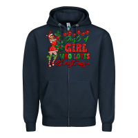 Navy Just A Girl Who Loves Christmas Zipper Hoodie - FaDigitalArtStudio