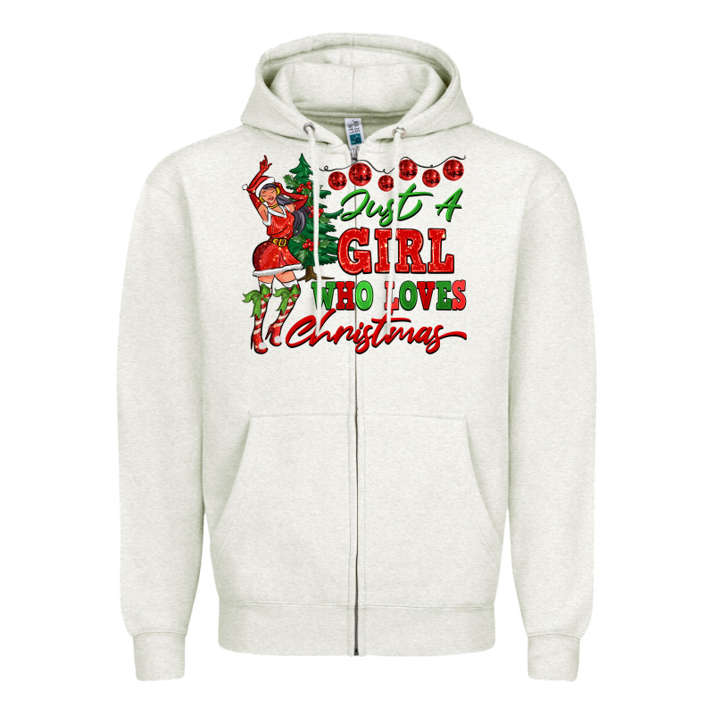 Just A Girl Who Loves Christmas Zipper Hoodie by FaDigitalArtStudio | Teevron
