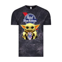 Cloud Black Baby Yoda Hugs Pabst Blue Ribbon Beer Vintage Tee - artisFamous