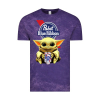 Cloud Purple Baby Yoda Hugs Pabst Blue Ribbon Beer Vintage Tee - artisFamous