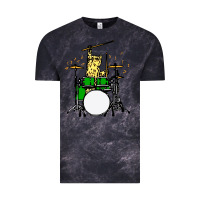 Cloud Black drummer cat music lover musician playing the drums Vintage Tee - artisFamous
