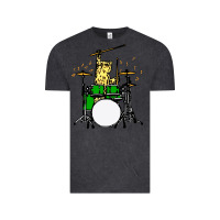 Vintage Black drummer cat music lover musician playing the drums Vintage Tee - artisFamous