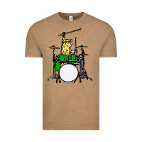 Vintage Coffee drummer cat music lover musician playing the drums Vintage Tee - artisFamous