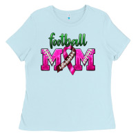 Baby Blue Football Mom Breast Cancer Ladies Tee - BundleAndBundleShop