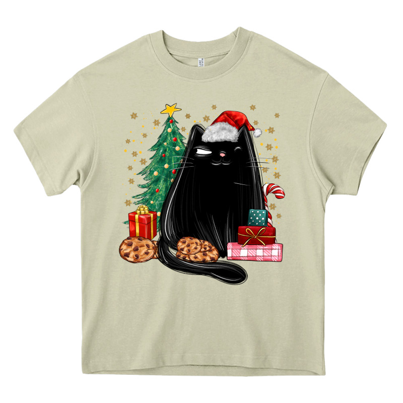 Christmas Black Cat Heavy Core Tee by MaliasSmallBusiness | Teevron