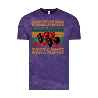Cloud Purple never underestimate an old man with a tractor retro vintage Vintage Tee - artisFamous