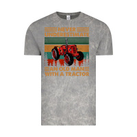 Cloud Rock never underestimate an old man with a tractor retro vintage Vintage Tee - artisFamous
