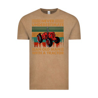 Vintage Coffee never underestimate an old man with a tractor retro vintage Vintage Tee - artisFamous