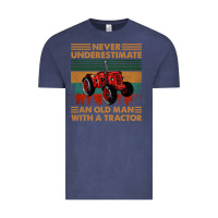 Vintage Denim never underestimate an old man with a tractor retro vintage Vintage Tee - artisFamous
