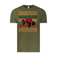 Vintage Olive never underestimate an old man with a tractor retro vintage Vintage Tee - artisFamous