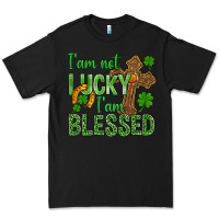 Black I Am Not Lucky I Am Blessed St. Patricks Premium Tee - BundleAndBundleShop