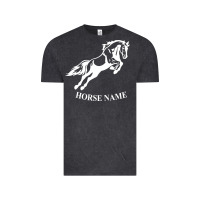 Vintage Black Personalised Horse Printed Equestrian Riding Cob Jumping Rider Horse Vintage Tee - artisFamous