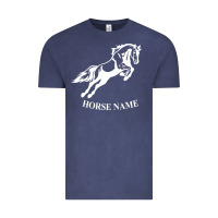 Vintage Denim Personalised Horse Printed Equestrian Riding Cob Jumping Rider Horse Vintage Tee - artisFamous