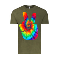 Vintage Olive cool peace hand tie dye t shirt for boys and girls Vintage Tee - artisFamous
