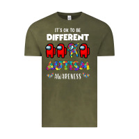 Vintage Olive a.mong us it's o.kay to be different autism awareness t shirt Vintage Tee - artisFamous