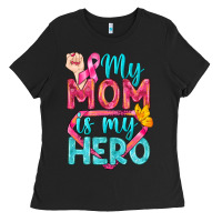 Black My Mom Is My Hero Breast Cancer Ladies Tee - BundleAndBundleShop