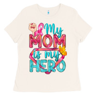 Bone My Mom Is My Hero Breast Cancer Ladies Tee - BundleAndBundleShop