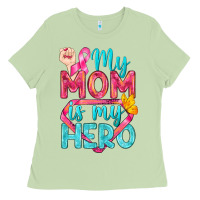 Matcha My Mom Is My Hero Breast Cancer Ladies Tee - BundleAndBundleShop