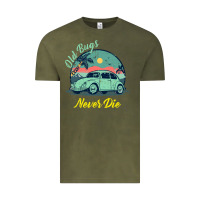 Vintage Olive Vintage Funny Beetle Bug Distressed Classic Cars Old Bugs Never Die Vintage Tee - artisFamous