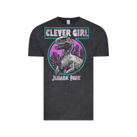 Vintage Black distressed teal raptor clever girl t shirt Vintage Tee - artisFamous